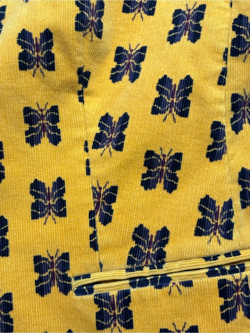 J Crew Corduroy Gold Butterfly Print Blazer - Picture 2 of 8